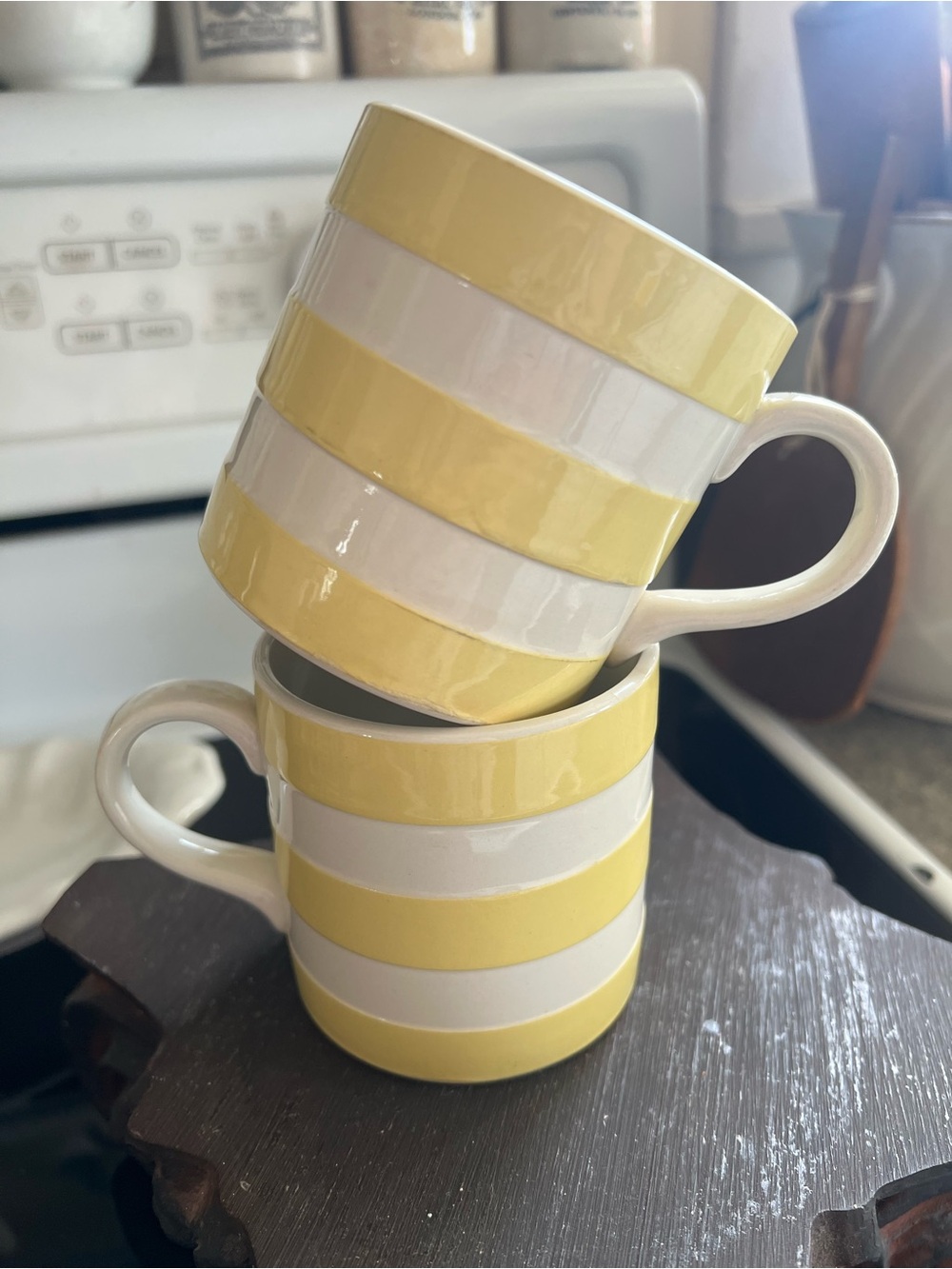 T.G. Green Cornishware
Yellow & White Stripe
Ceramic Mugs Set of 2